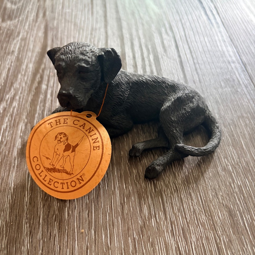 The Canine Collection Black Labrador Retriever Puppy Figurine Resting Dog Statue